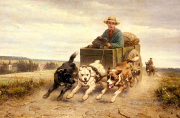 The Dog Cart animal Henriette Ronner Knip Oil Paintings